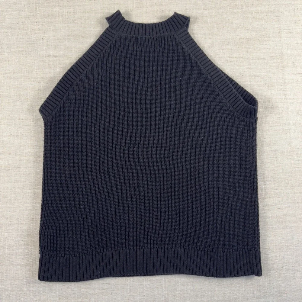 Old Navy Womens Navy Blue Shaker Stitch Sleeveless Halter Sweater Vest Large